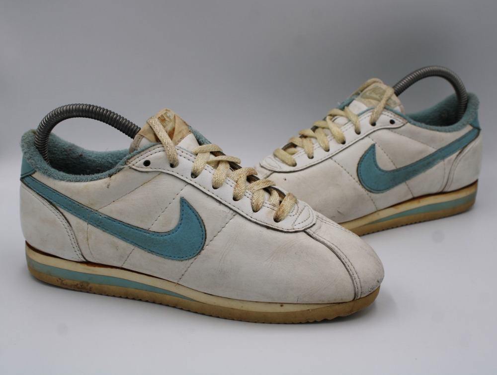 Size 7.5 - Vintage 1985 Nike Cortez Women’s White Blue Leather - 850810ST-P